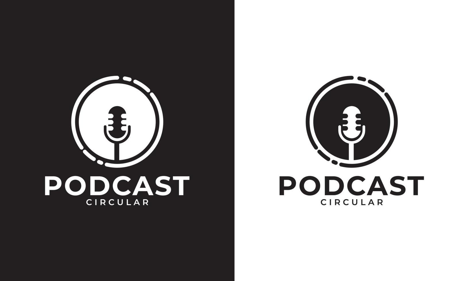 podcastlogotyp. mikrofon i cirkel enkel vektor mikrofon ikon logotyp designelement
