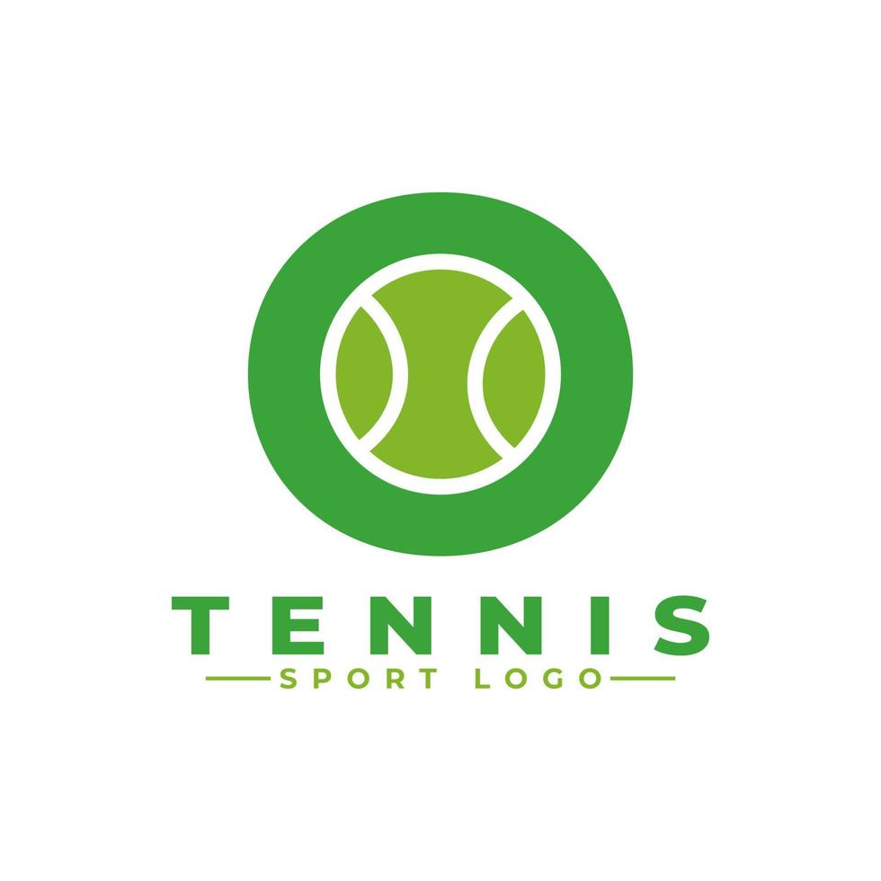 buchstabe o mit tennis-logo-design. Vektordesign-Vorlagenelemente für Sportteams oder Corporate Identity. vektor