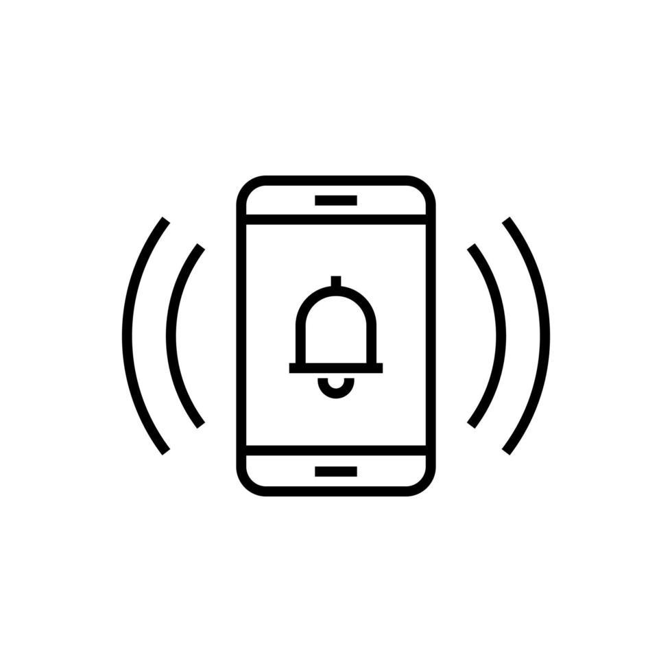 vektor illustration av ringande smartphone varningsikon i skisserad stil. lämpar sig för designelement för smartphoneavisering, ringande mobiltelefon och vibrerande telefonindikator.