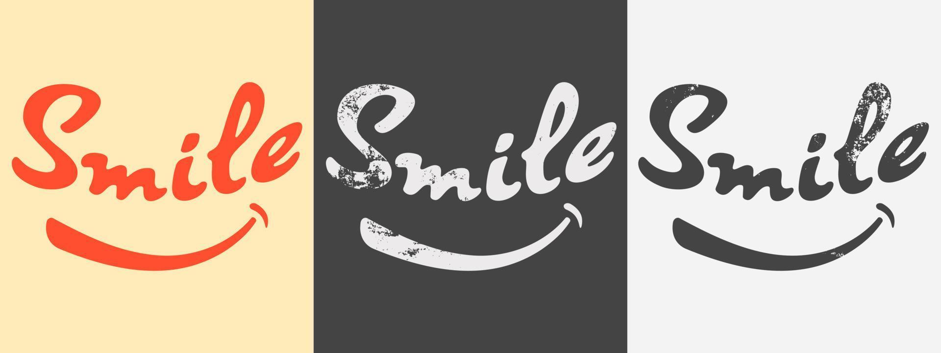 Smile T-Shirt, Design für T-Shirt-Druck, Applikation, Modeslogan, Abzeichen, Label-Kleidung, Jeans und Freizeitkleidung. Vektor-Illustration. vektor