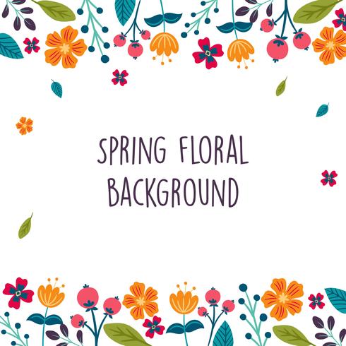 Spring Flower / Floral Border / Kransbakgrund Tryckmall - Vektorillustration vektor