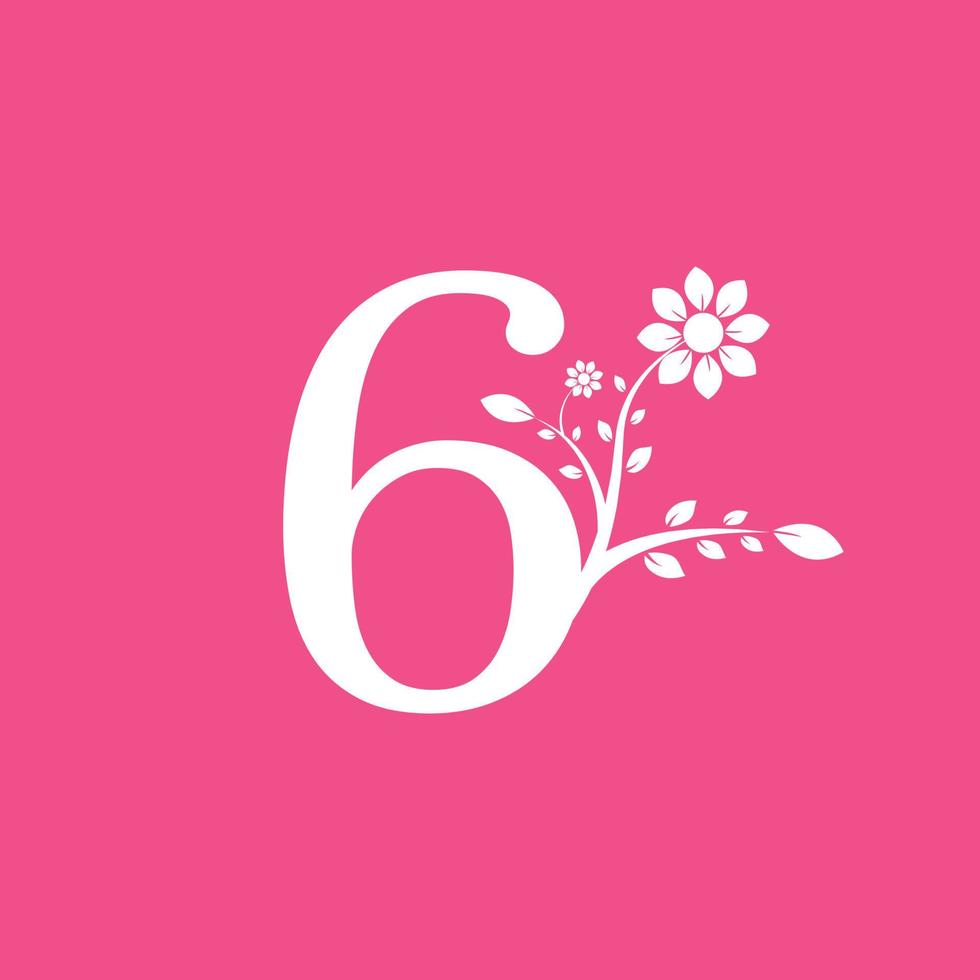 nummer 6 länkad fancy logogram blomma. användbar för företags- och naturlogotyper. vektor