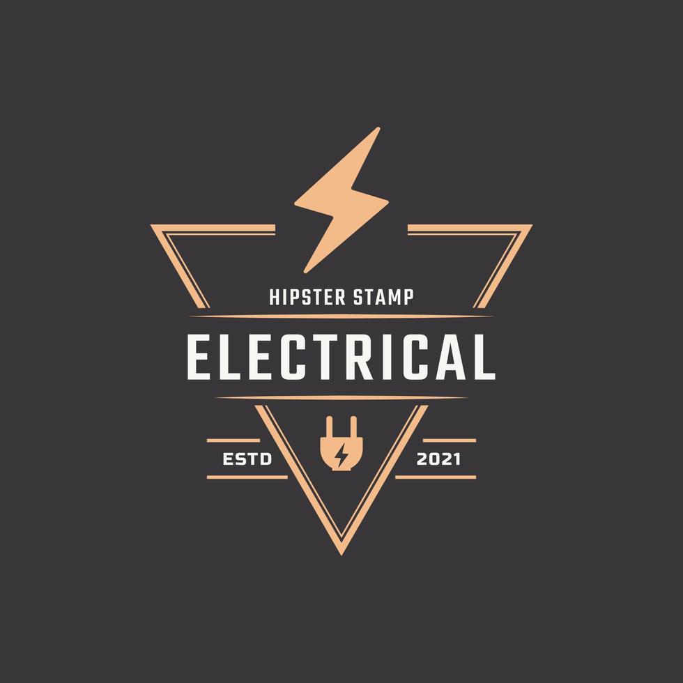 hipster vintage retro rustikales etikettenabzeichen für inspiration für das logo-design des elektrischen bolzenblitzsturmstempels vektor