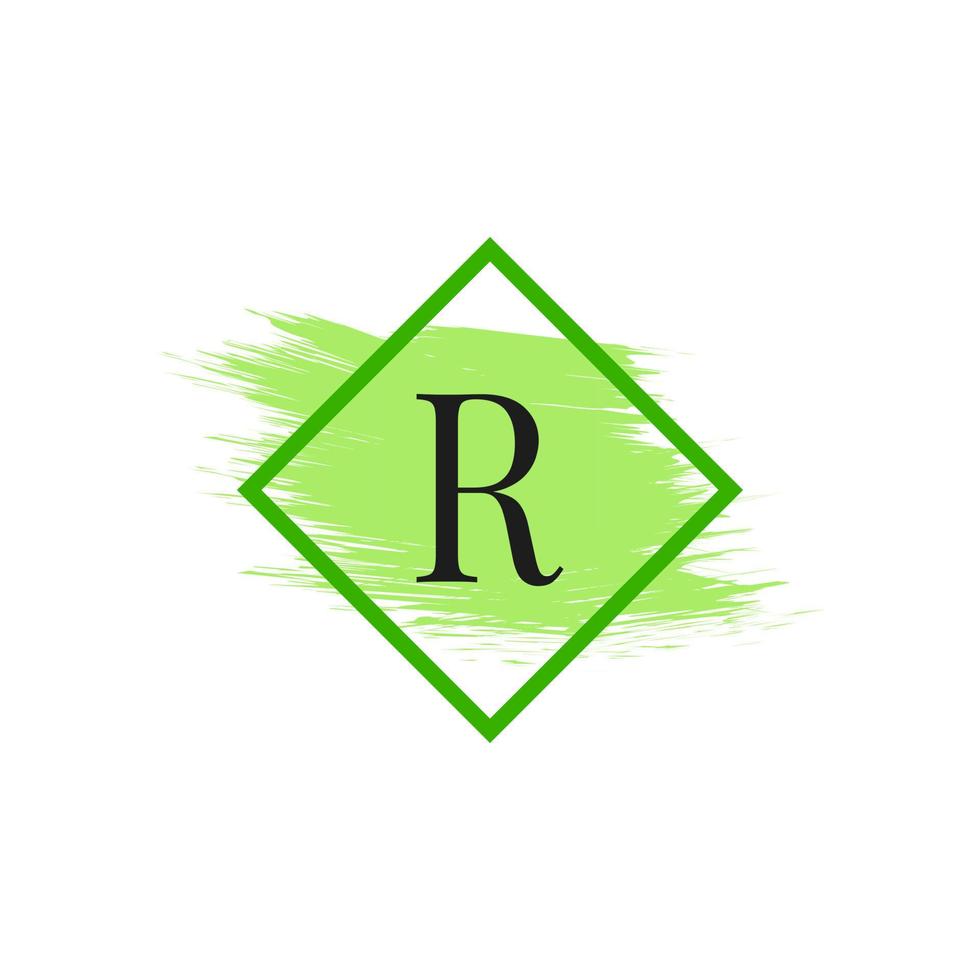 bokstaven r logotyp med vattenfärg penseldrag. användbar för logotyper för företag, bröllop, smink och mode. vektor