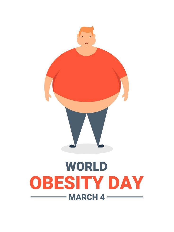 Vektor-Illustration von übergewichtigen Jungen, Welttag der Fettleibigkeit, ideal für Banner, Poster oder Vorlagen. vektor