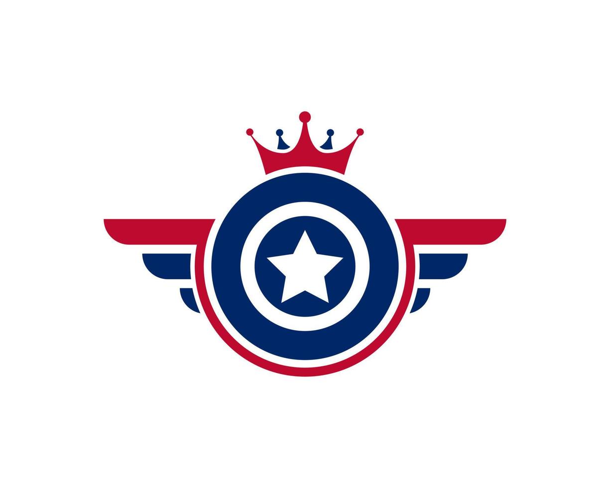 patriotisches amerikanisches veteran flag emblem flügel symbol logo design template element vektor