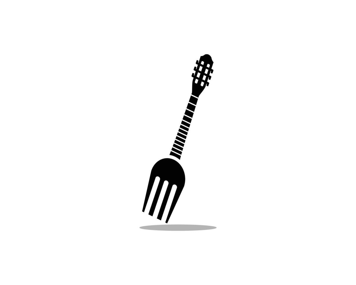 Gitarren- und Gabel-Logo-Template-Design. Symbolabbildung. vektor