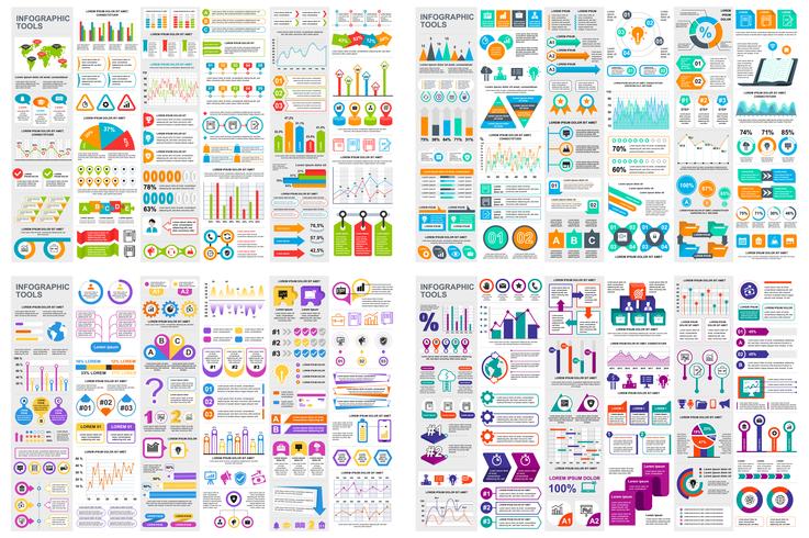Set av infographic element data visualisering vektor design mall. Kan användas för steg, alternativ, affärsprocess, arbetsflöde, diagram, flödesschematkoncept, tidslinje, marknadsföringsikoner, informationsgrafik.