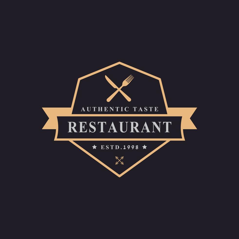 vintage retro märke korsad sked gaffel kniv rustik för kök mat meny maträtt restaurang logotyp designmall element vektor