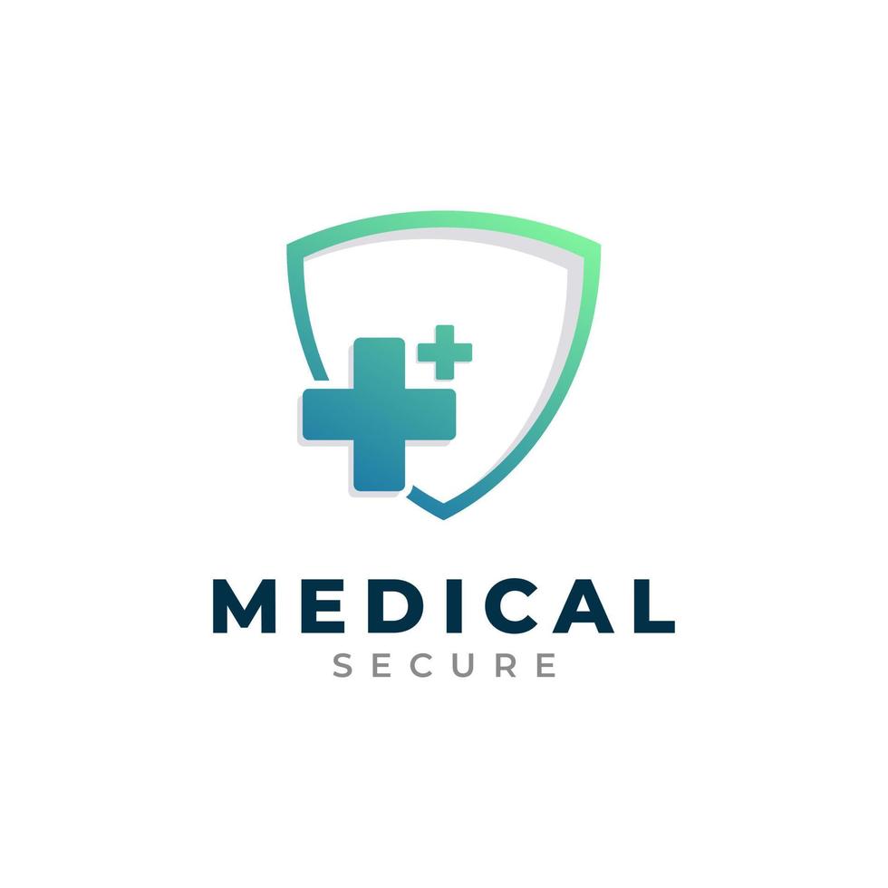 medizinisch sicheres Logo-Design. medizinische gesundheitsschutzschildkreuzvektorillustration vektor