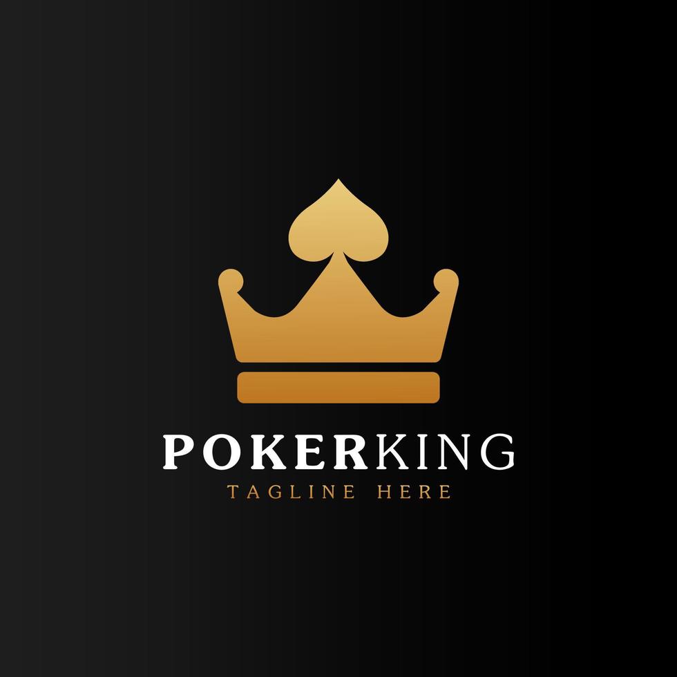 symbol för pokerriket. gyllene kungen och spader ess för inspiration till pokerlogotypdesign vektor
