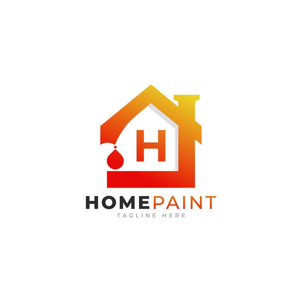 anfangsbuchstabe h home paint immobilien logo design inspiration vektor