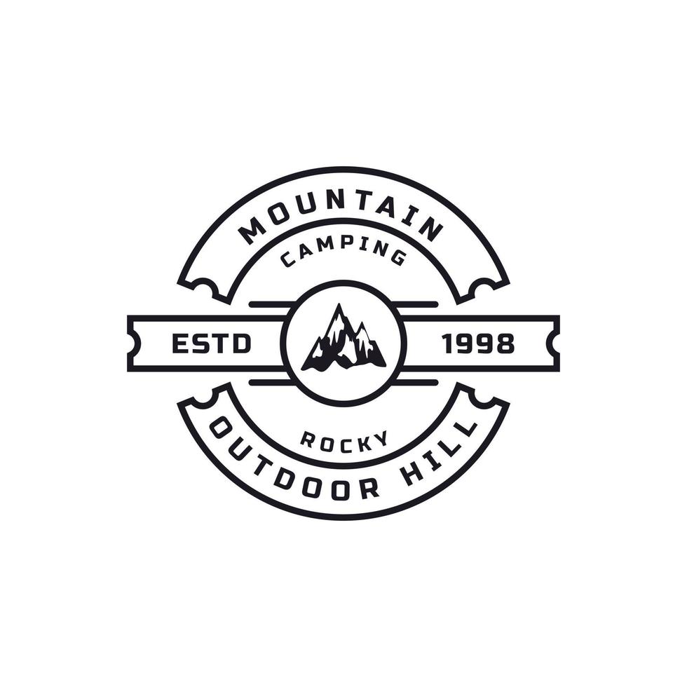 vintage retro märke för issnö steniga berg symbol. creek river mount peak hill naturlogotyp emblem vektor