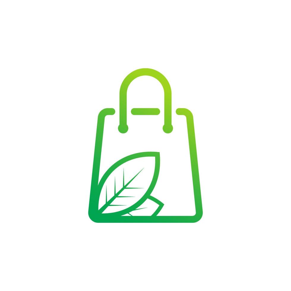 grönt blad shopping logotyp designmall element vektor