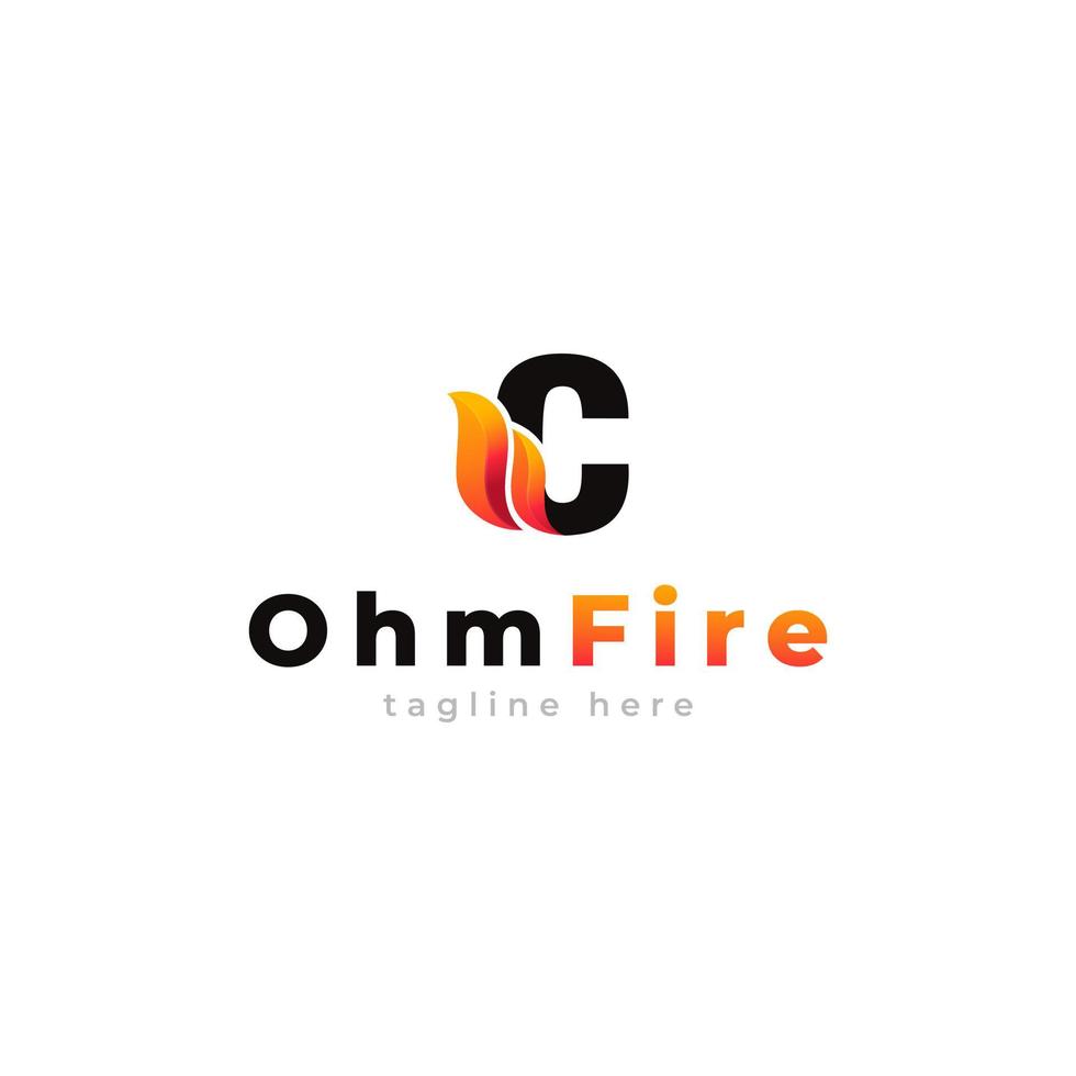 anfangsbuchstabe c mit inspiration für das flammenfeuer-logo-design vektor