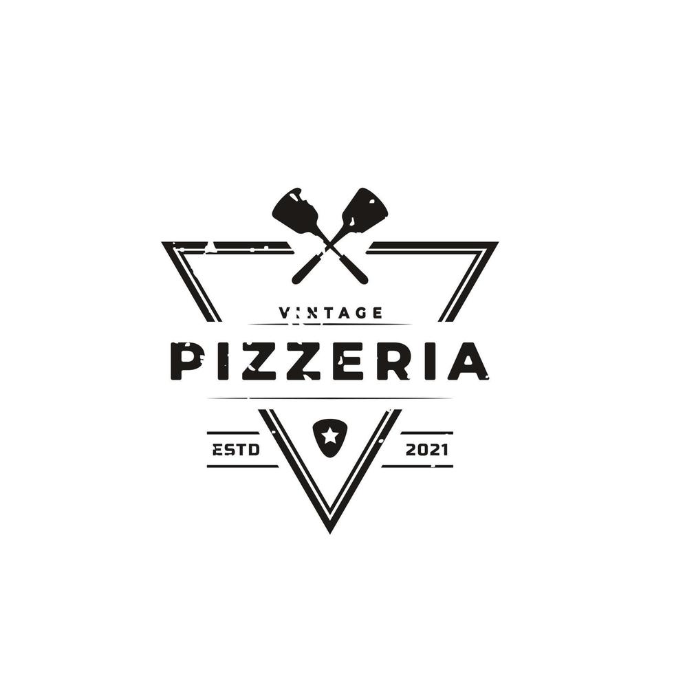 vintage classic emblem abzeichen spachtel pizza pizzeria logo design inspiration vektor