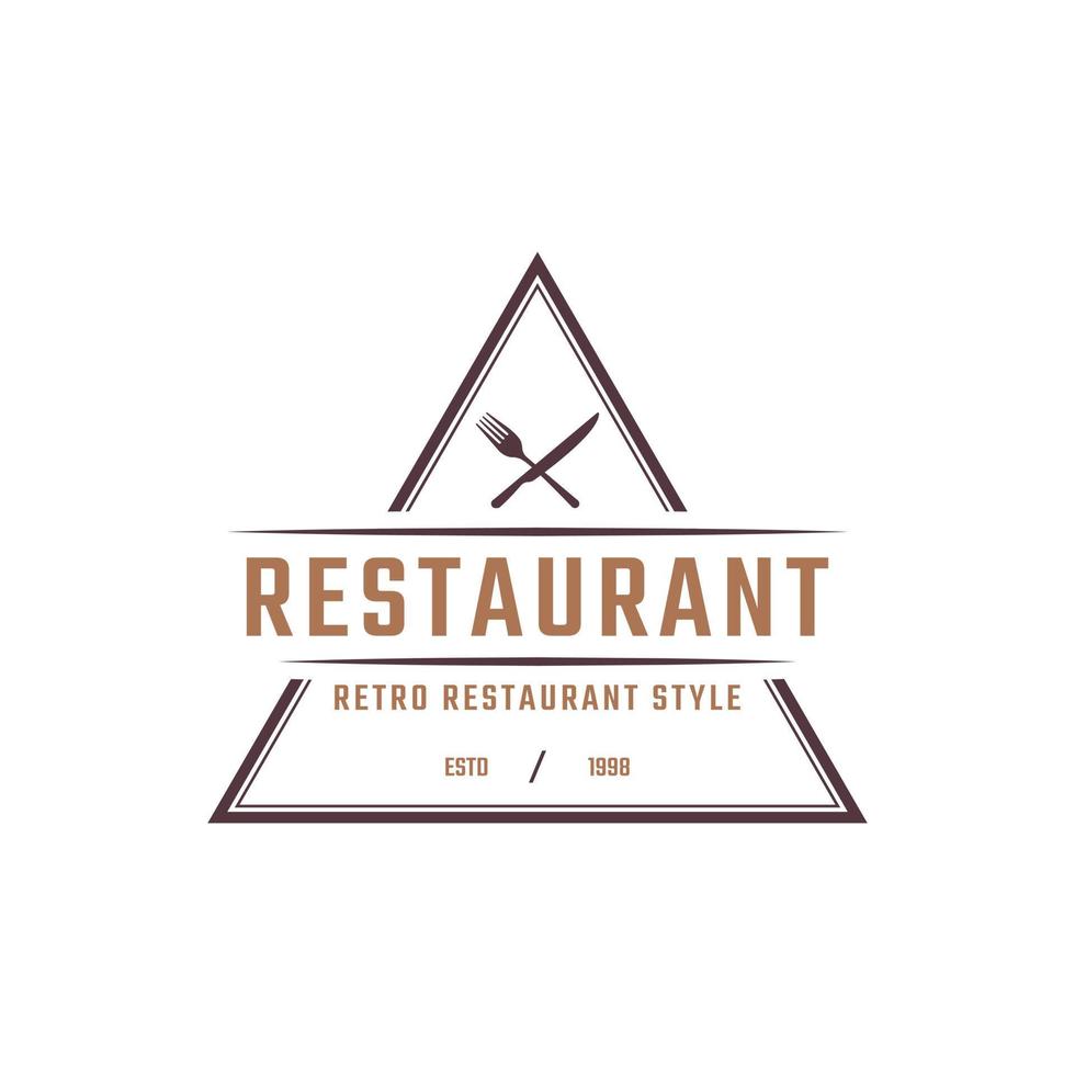 klassisk vintage märke korsad sked gaffel kniv rustik vintage retro för kök mat meny maträtt restaurang logotyp design inspiration vektor