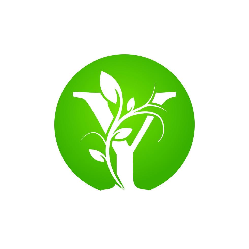 buchstabe y wellness-logo. grünes Blumenalphabet-Logo mit Blättern. verwendbar für Firmen-, Mode-, Kosmetik-, Wellness-, Wissenschafts-, Gesundheits-, Medizin- und Naturlogos. vektor