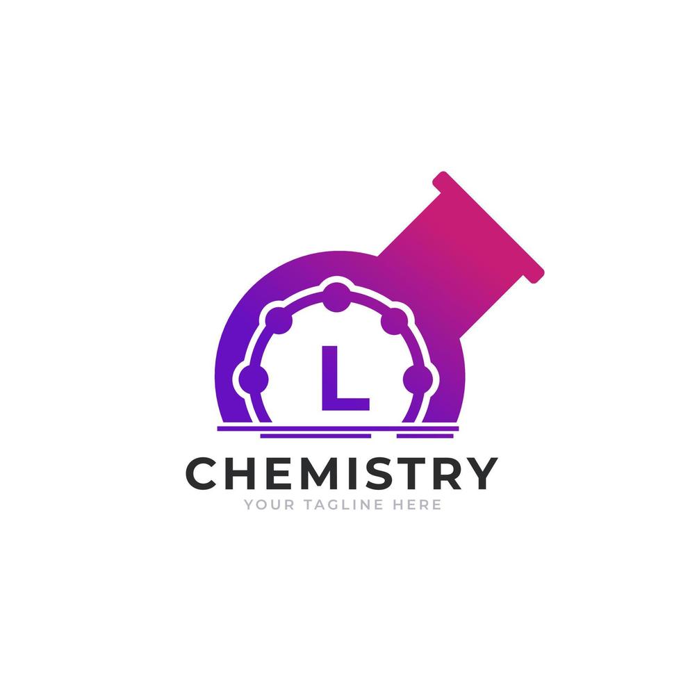 Buchstabe l innerhalb des Chemierohr-Labor-Logo-Design-Vorlagenelements vektor