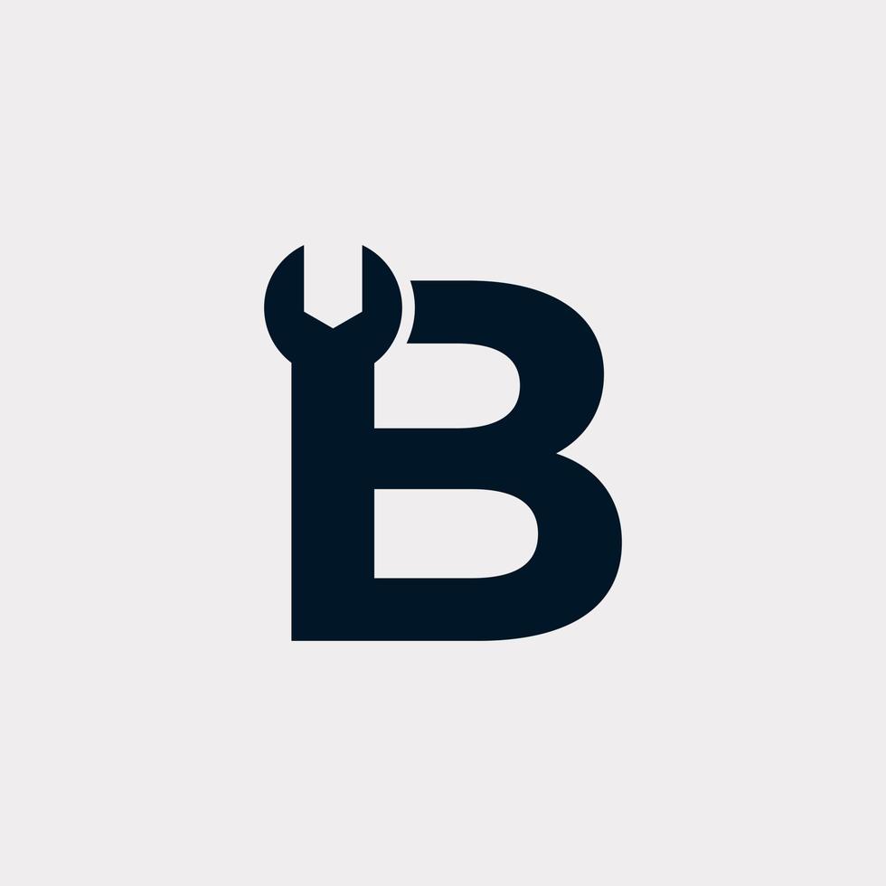 anfangsbuchstabe b schraubenschlüssel logo design inspiration vektor