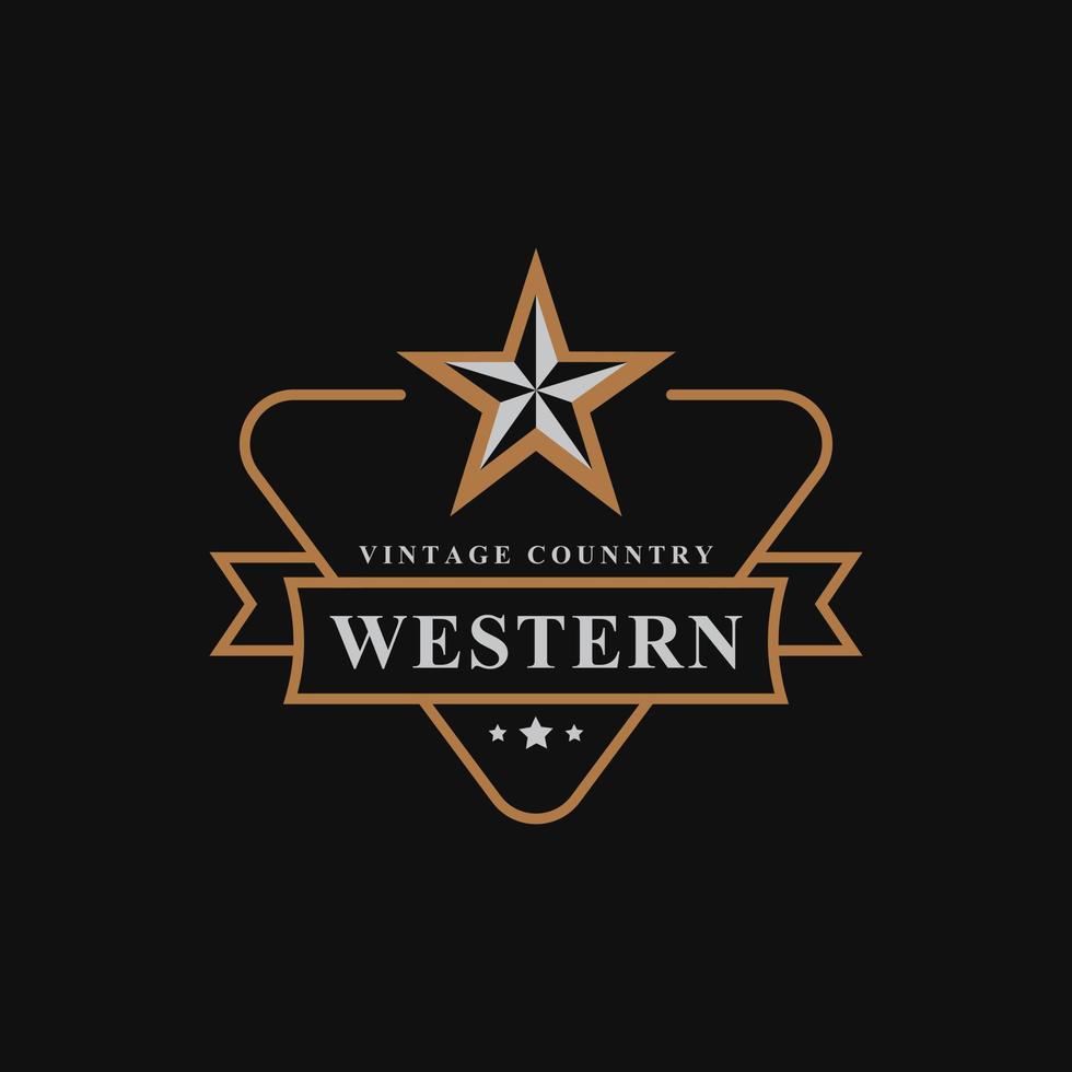 Vintage-Retro-Abzeichen für Western-Land-Emblem Texas-Logo-Design-Vorlagenelement vektor