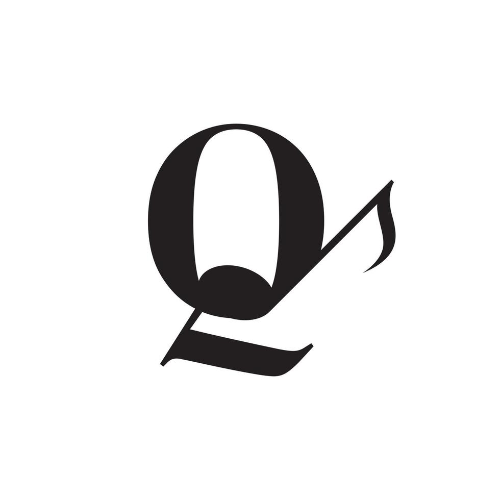 buchstabe q mit musik-keynote-logo-gestaltungselement. verwendbar für Geschäfts-, Musik-, Unterhaltungs-, Schallplatten- und Orchesterlogos vektor