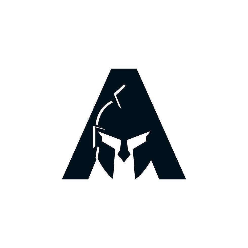 spartanisches Logo. Anfangsbuchstabe a für spartanischen Kriegerhelm-Logo-Designvektor vektor