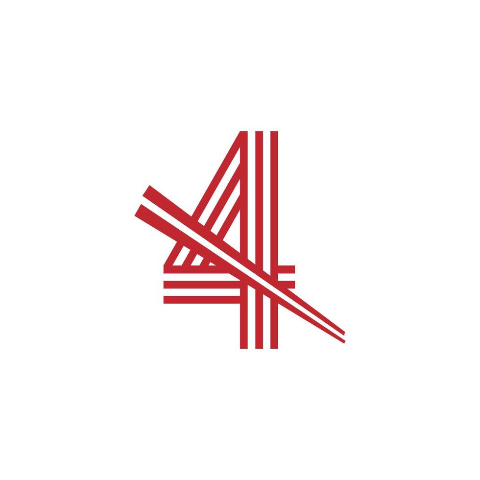 Nummer 4 japanische Nudeln Vektor-Logo-Symbol. geeignet für japanische Restaurant-Logo-Inspiration. vektor