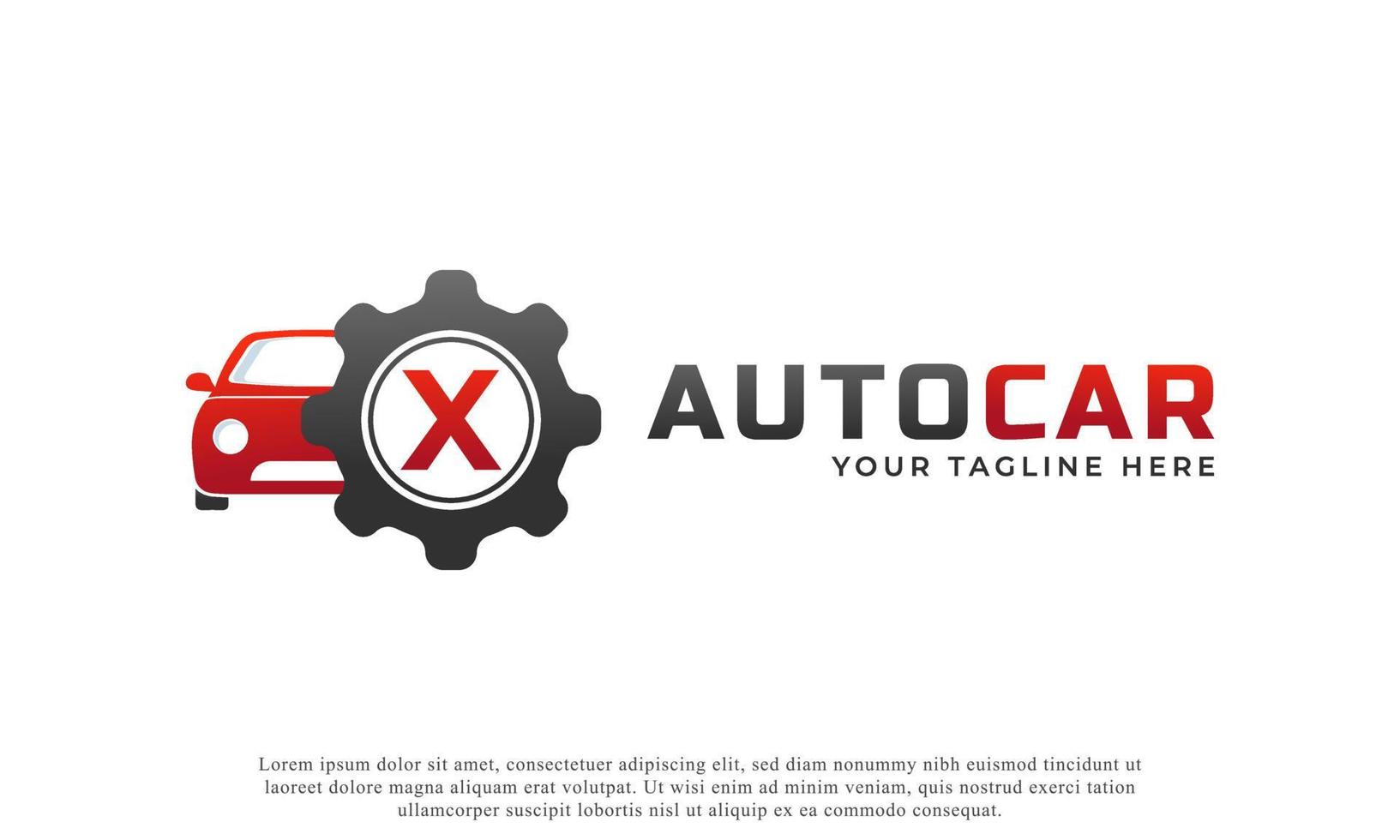 buchstabe x mit autowartungsvektor. Konzept Automobil-Logo-Design von Sportfahrzeugen. vektor