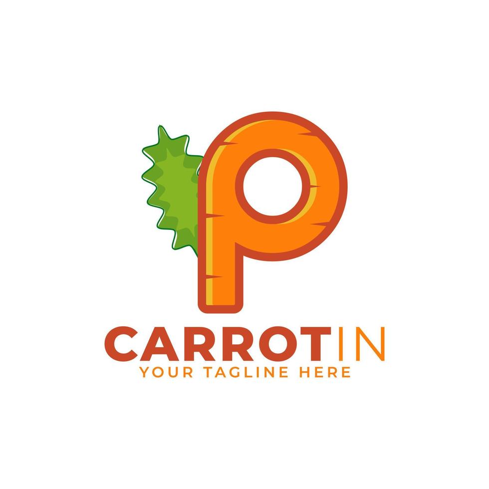Anfangsbuchstabe p Karotten-Logo-Design-Vektor. entworfen für Website-Design, Logo, App, ui vektor