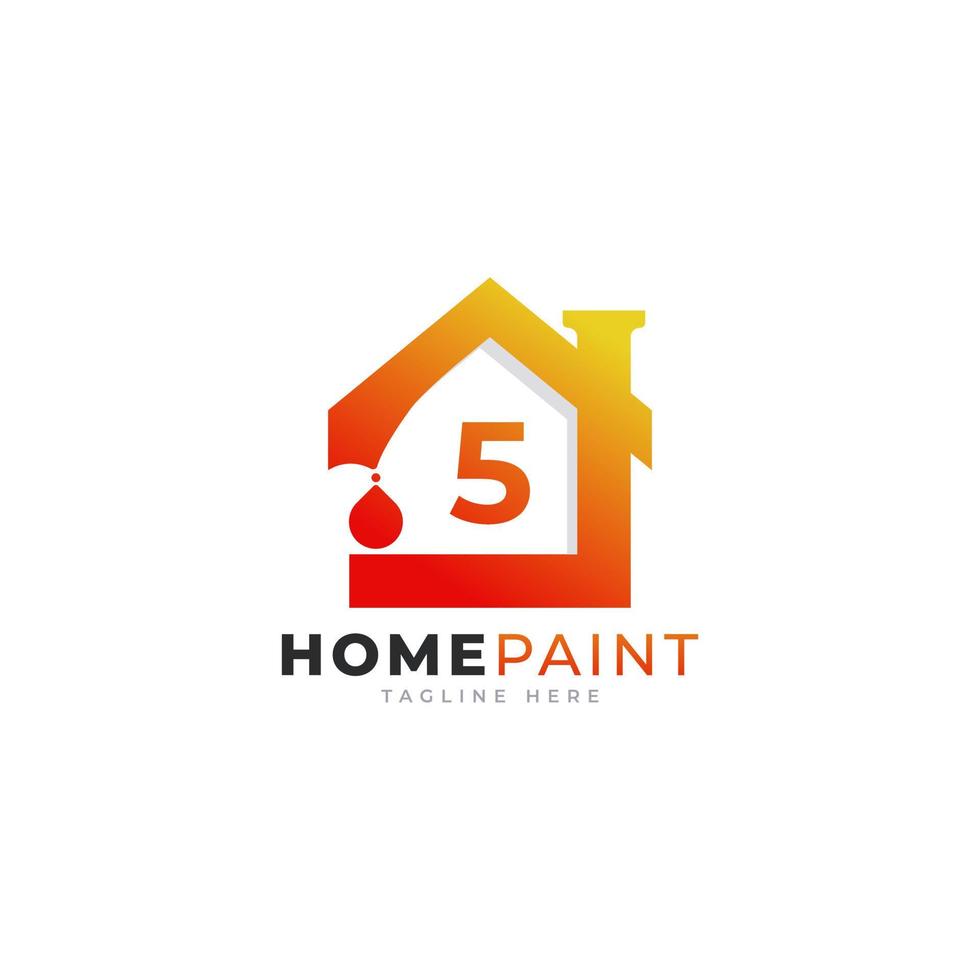 nummer 5 hem måla fastigheter logotyp design inspiration vektor