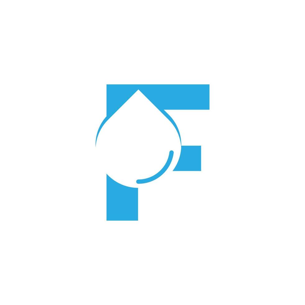 anfangsbuchstabe f hydro logo mit negativem raum wassertropfen symbol designvorlagenelement vektor