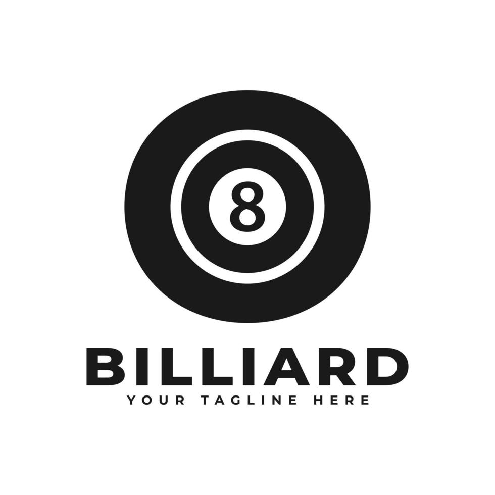 Buchstabe o mit Billard-Logo-Design. Vektordesign-Vorlagenelemente für Sportteams oder Corporate Identity. vektor