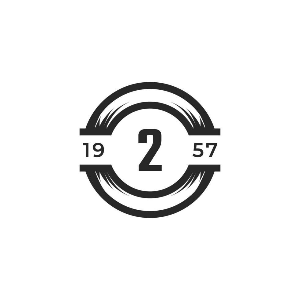 Vintage-Abzeichen Nummer 2 Logo-Design-Vorlagenelement. geeignet für identität, etikett, abzeichen, café, hotelikonenvektor vektor