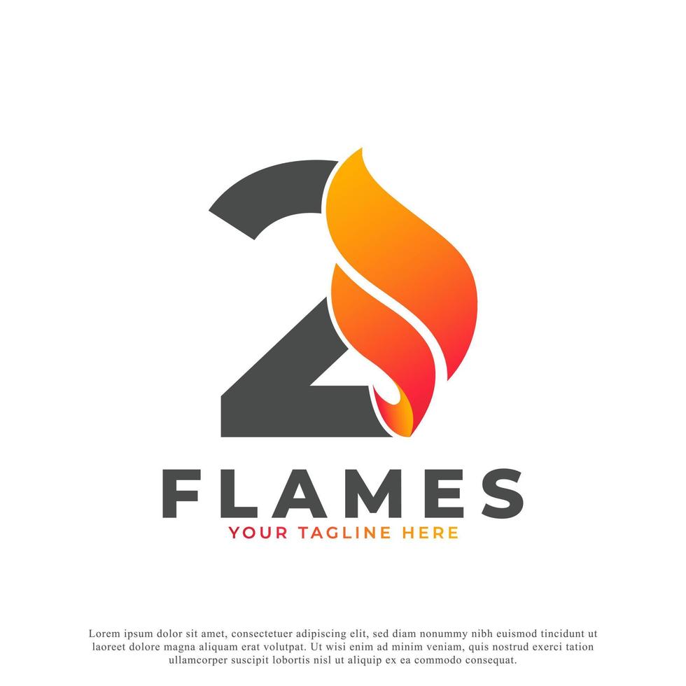 Flamme mit Logo-Design Nummer 2. Feuer-Vektor-Logo-Vorlage vektor