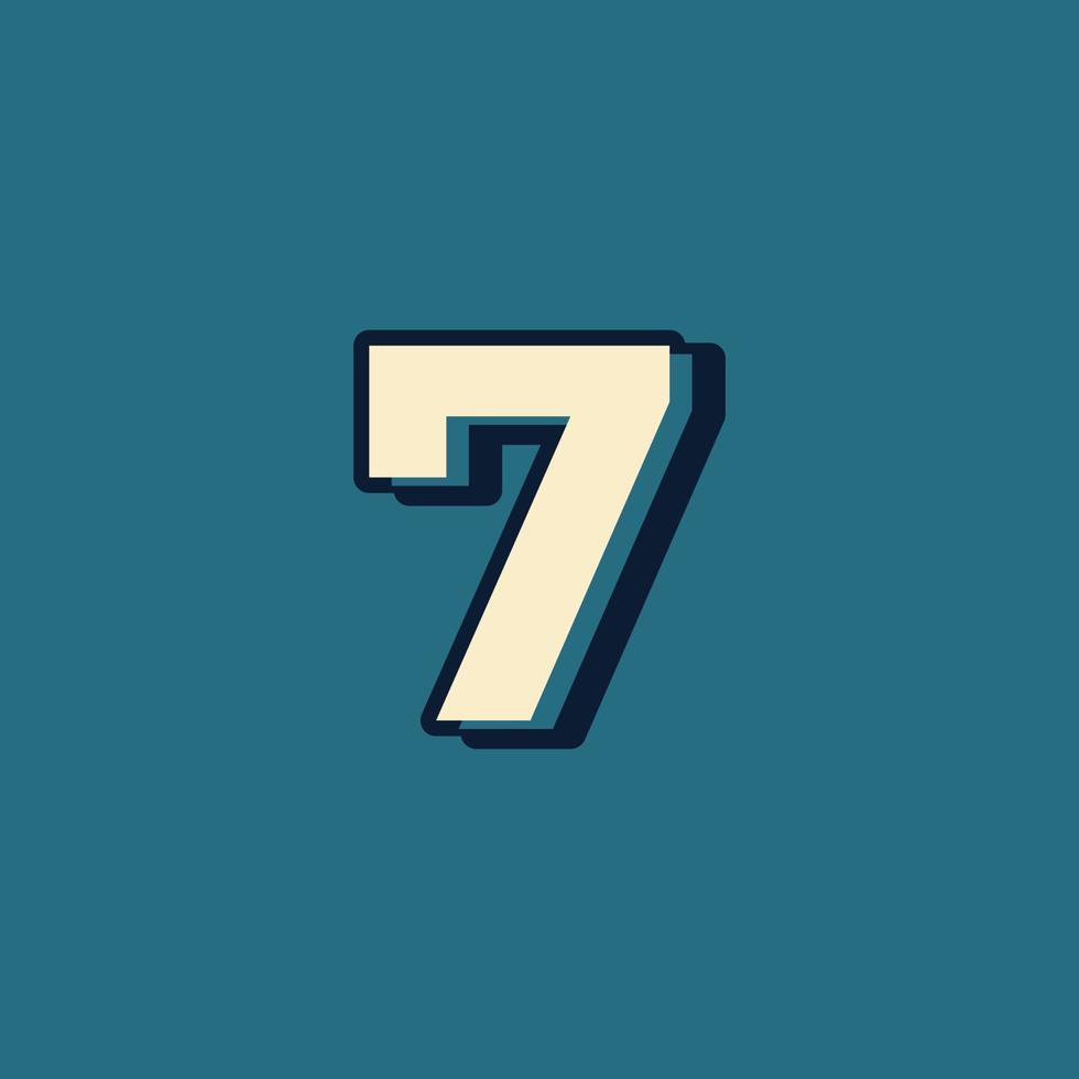 vintage retrostil alfabet nummer 7 logotyp vektor med versaler teckensnitt mall element