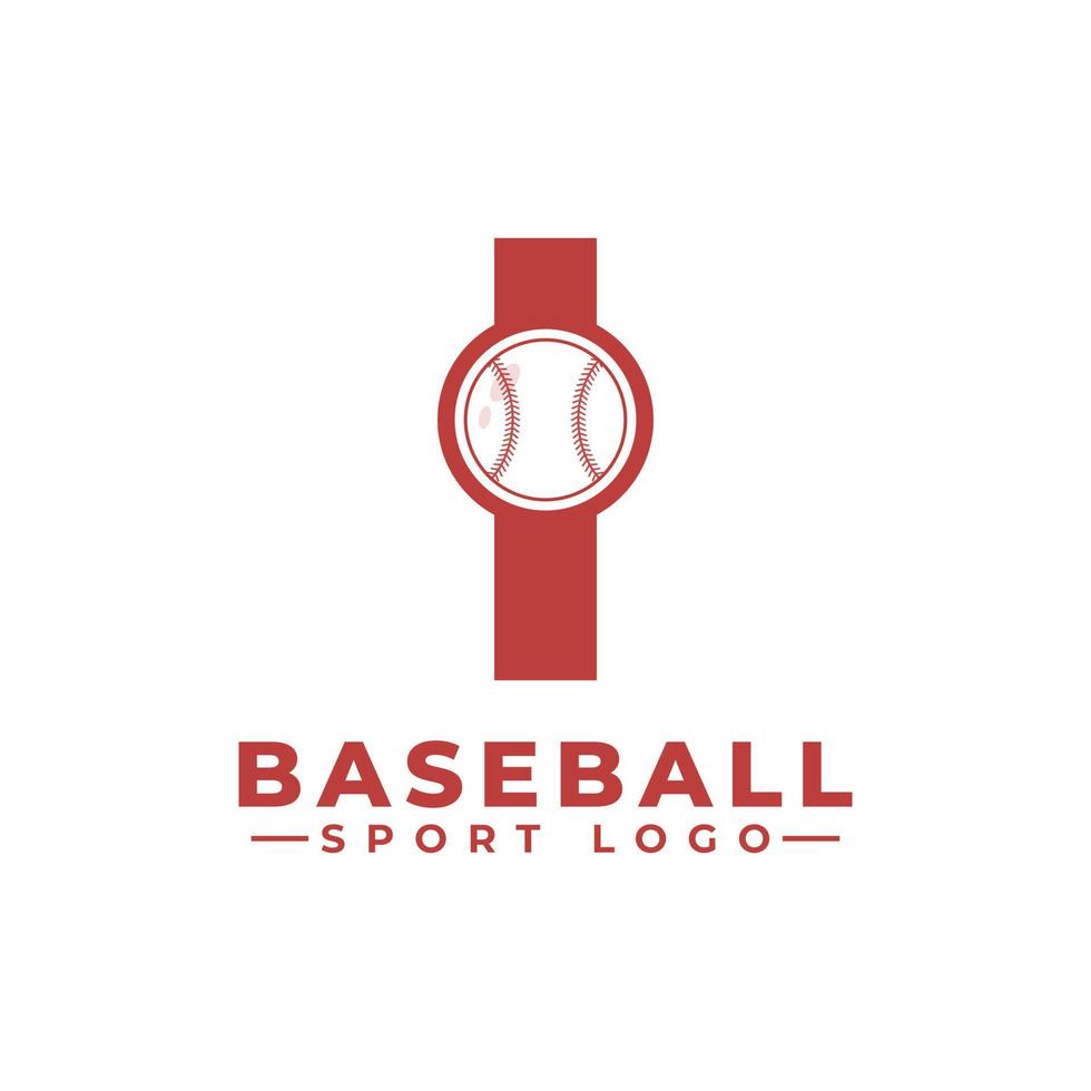 bokstaven i med baseball-logotypdesign. vektor designmallelement för sportlag eller företagsidentitet.