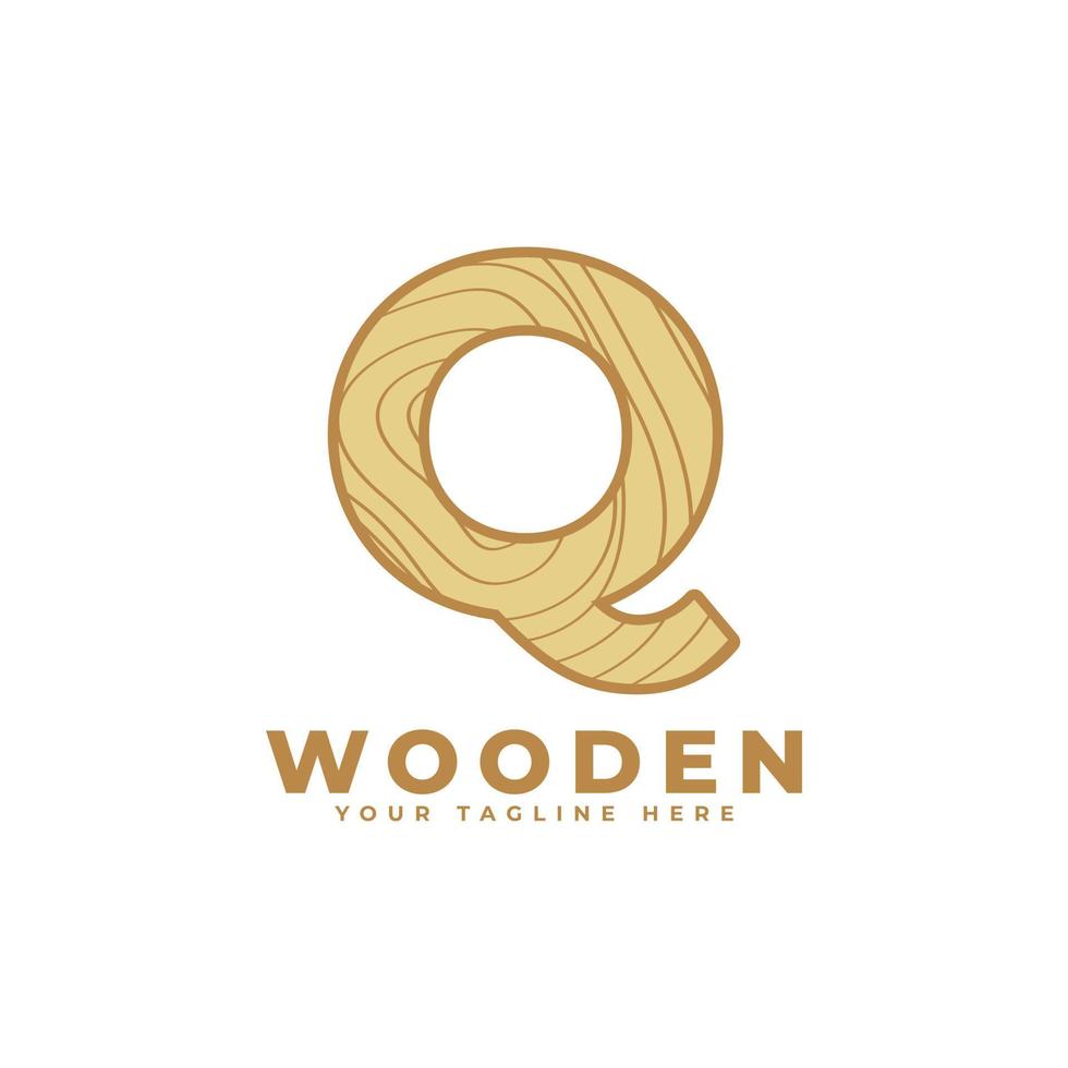 bokstaven q med trä textur logotyp. användbar för företag, arkitektur, fastigheter, konstruktion och byggnadslogotyper vektor