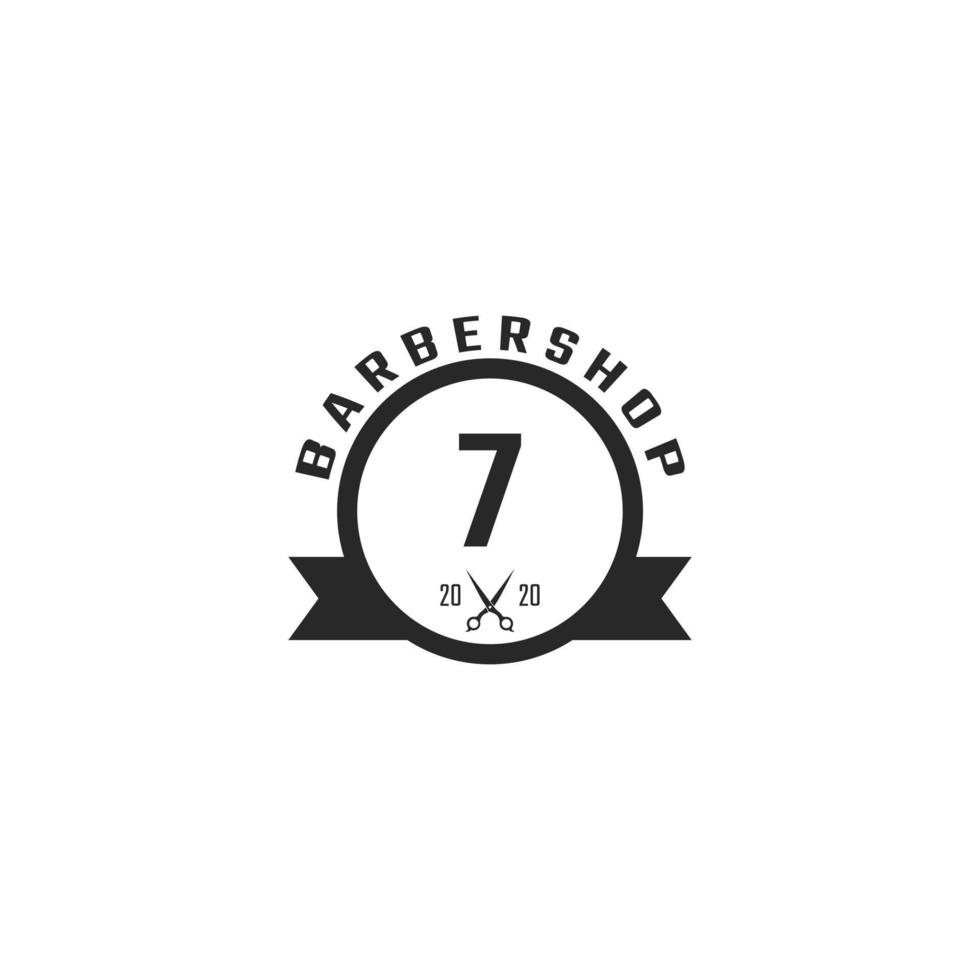 Nummer 7 Vintage Barber Shop Abzeichen und Logo-Design-Inspiration vektor