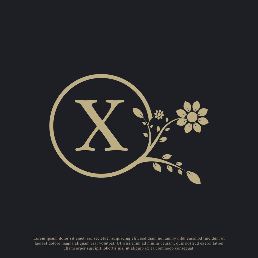 cirkulär bokstav x monogram lyx logotyp mall blomstrar. lämplig för naturligt, eko, smycken, mode, personligt eller företagsmärke. vektor