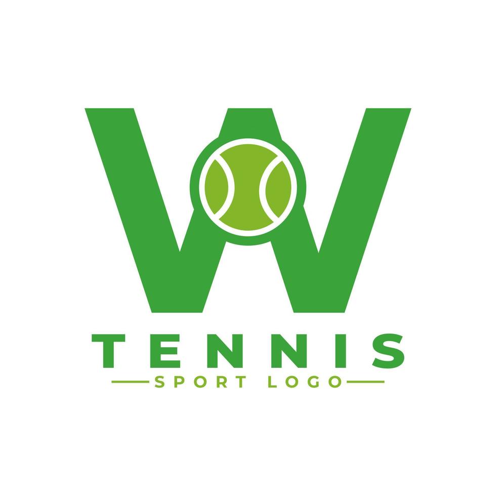 Buchstabe w mit Tennis-Logo-Design. Vektordesign-Vorlagenelemente für Sportteams oder Corporate Identity. vektor