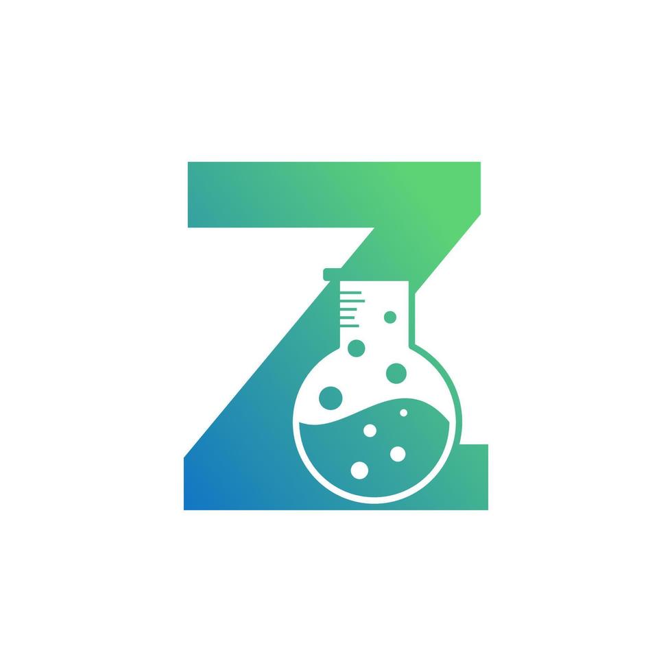 bokstaven z med abstrakt labblogotyp. användbar för logotyper för företag, vetenskap, hälsovård, medicin, laboratorier, kemikalier och natur. vektor