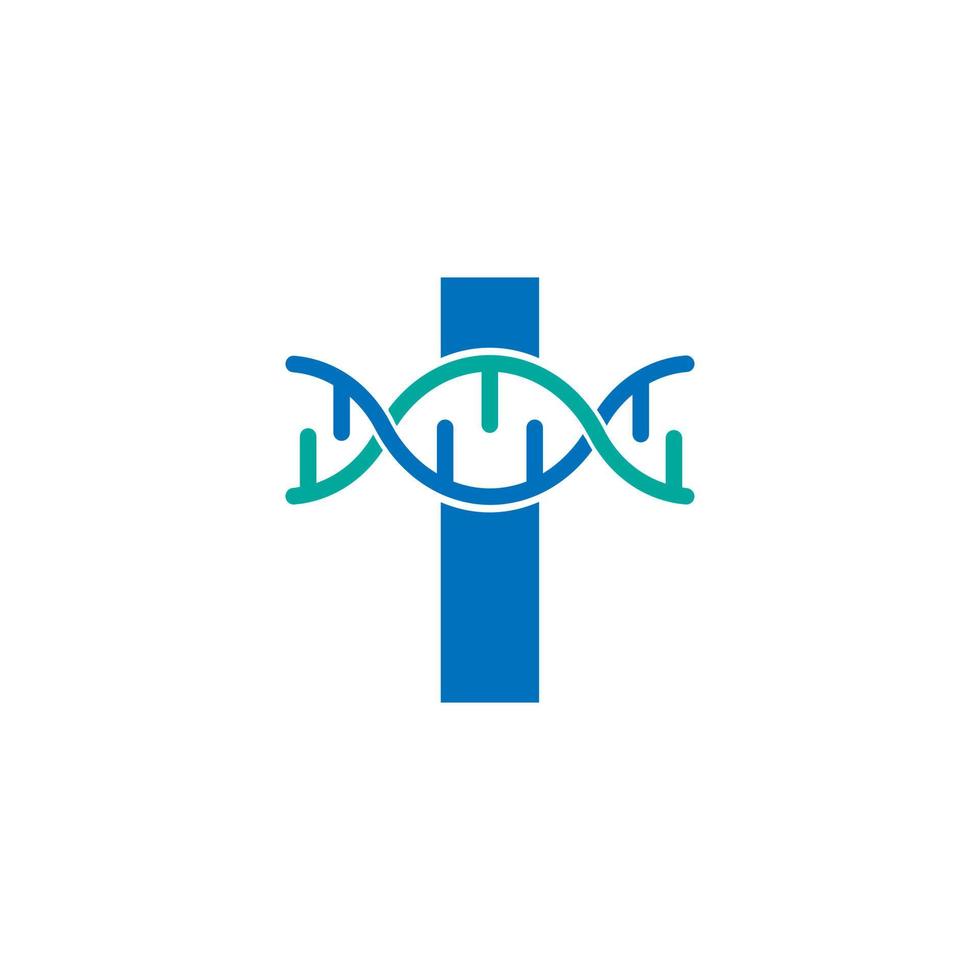 första bokstaven i genetisk dna-ikon logotyp designmallelement. biologisk illustration vektor