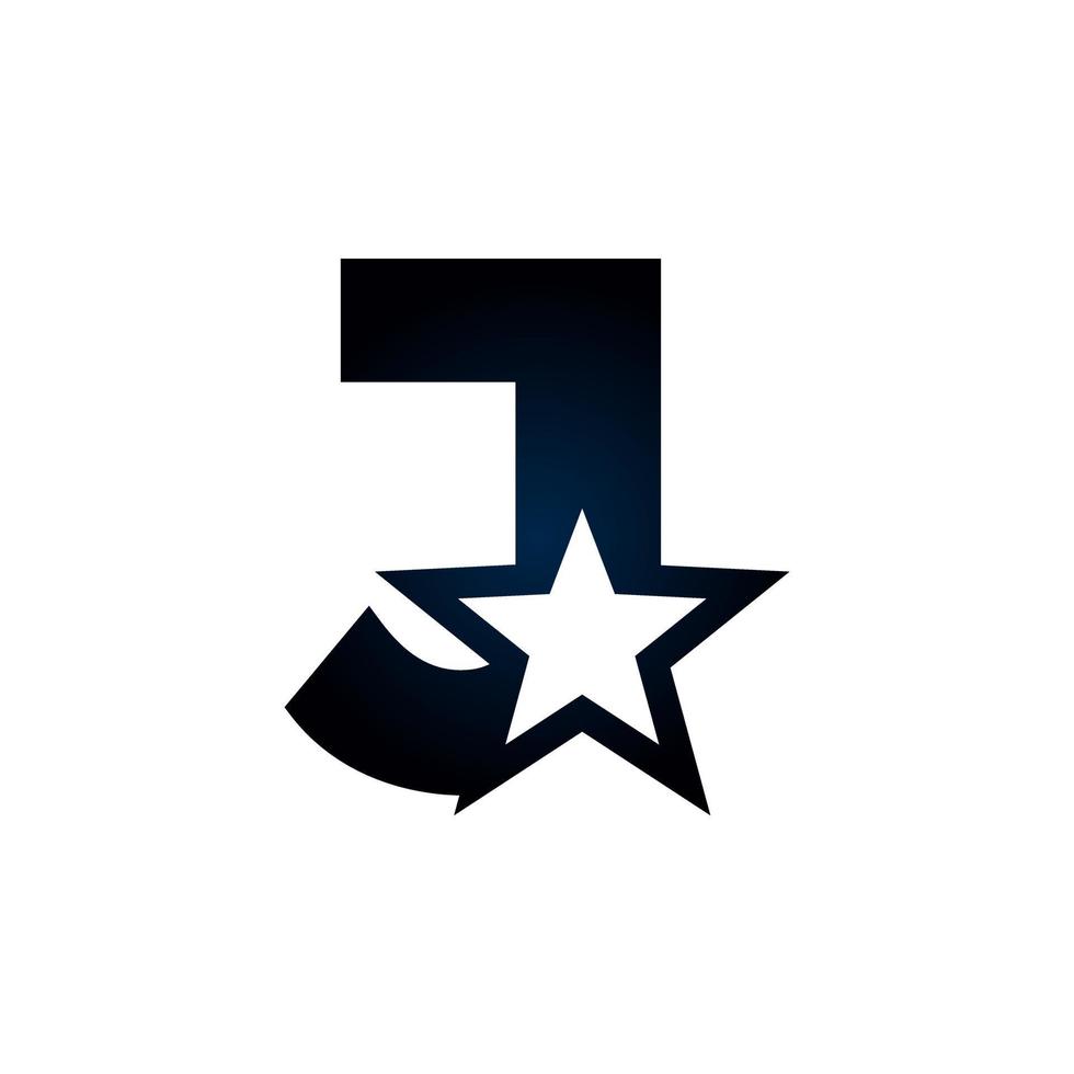 buchstabe j stern logo. verwendbar für Sieger-, Award- und Premium-Logos. vektor