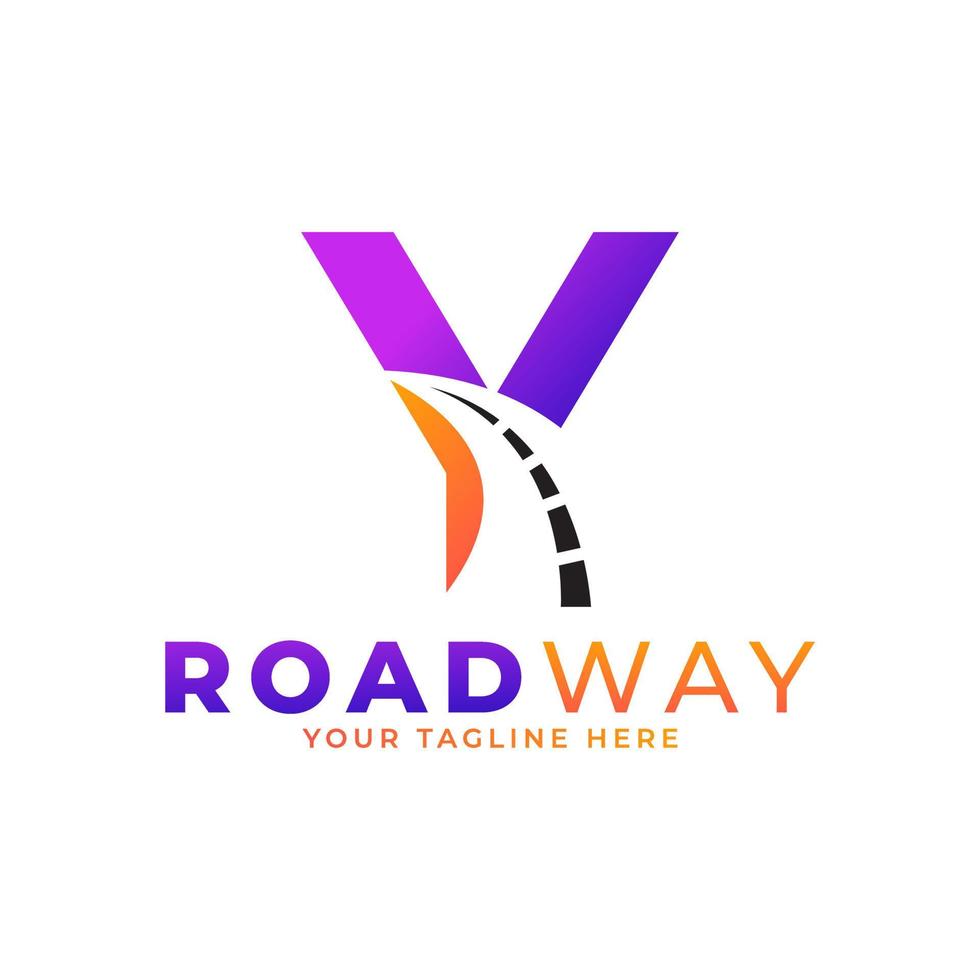 anfängliche y-Straßenweg-Logo-Designikonen-Vektorgrafik. konzept von ziel, adresse, position und reise vektor