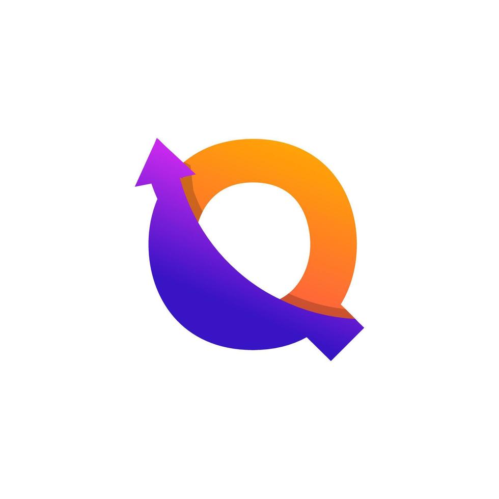 första bokstaven q pil upp logotyp symbol. bra för företag, resor, start-up, logistik och grafiska logotyper vektor