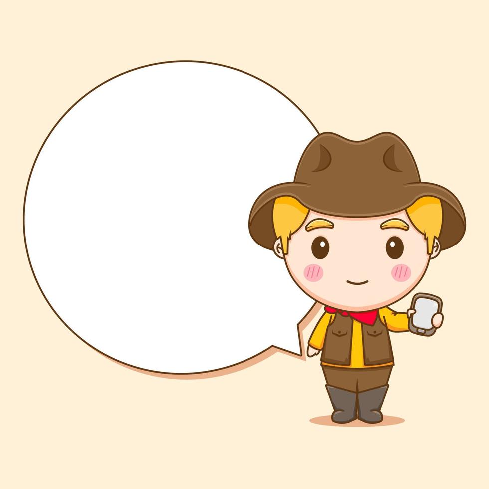 illustration niedlicher sheriff oder cowboy chibi zeichentrickfigur vektor