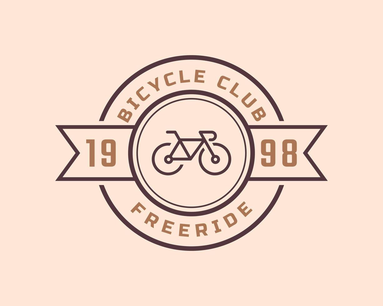 vintage emblem badge cykel reparation och tjänster butik logotyp i retrostil vektorillustration vektor