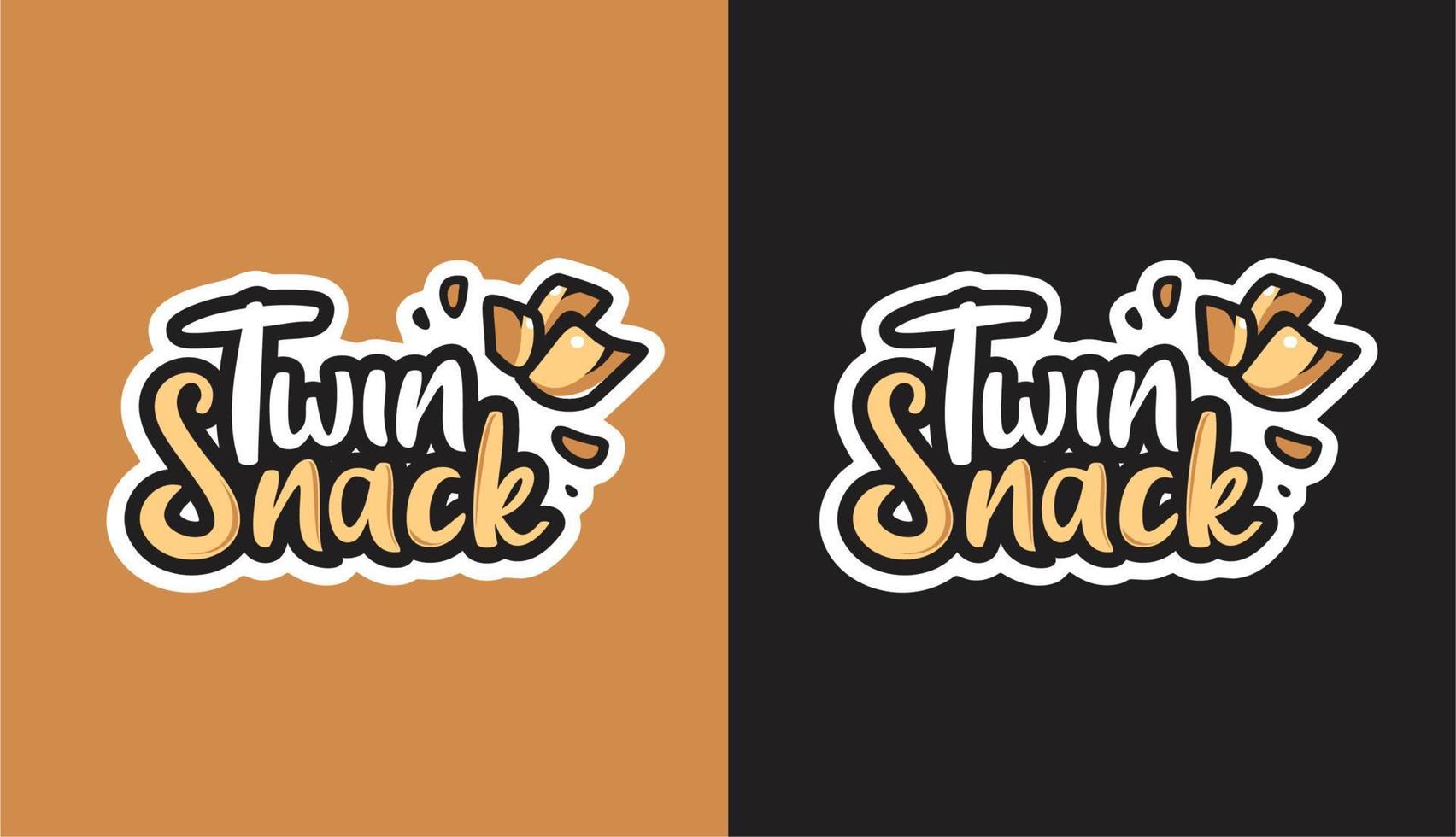 modernes snack-logo mit leichten spritzkrümeln für lebensmittel vektor