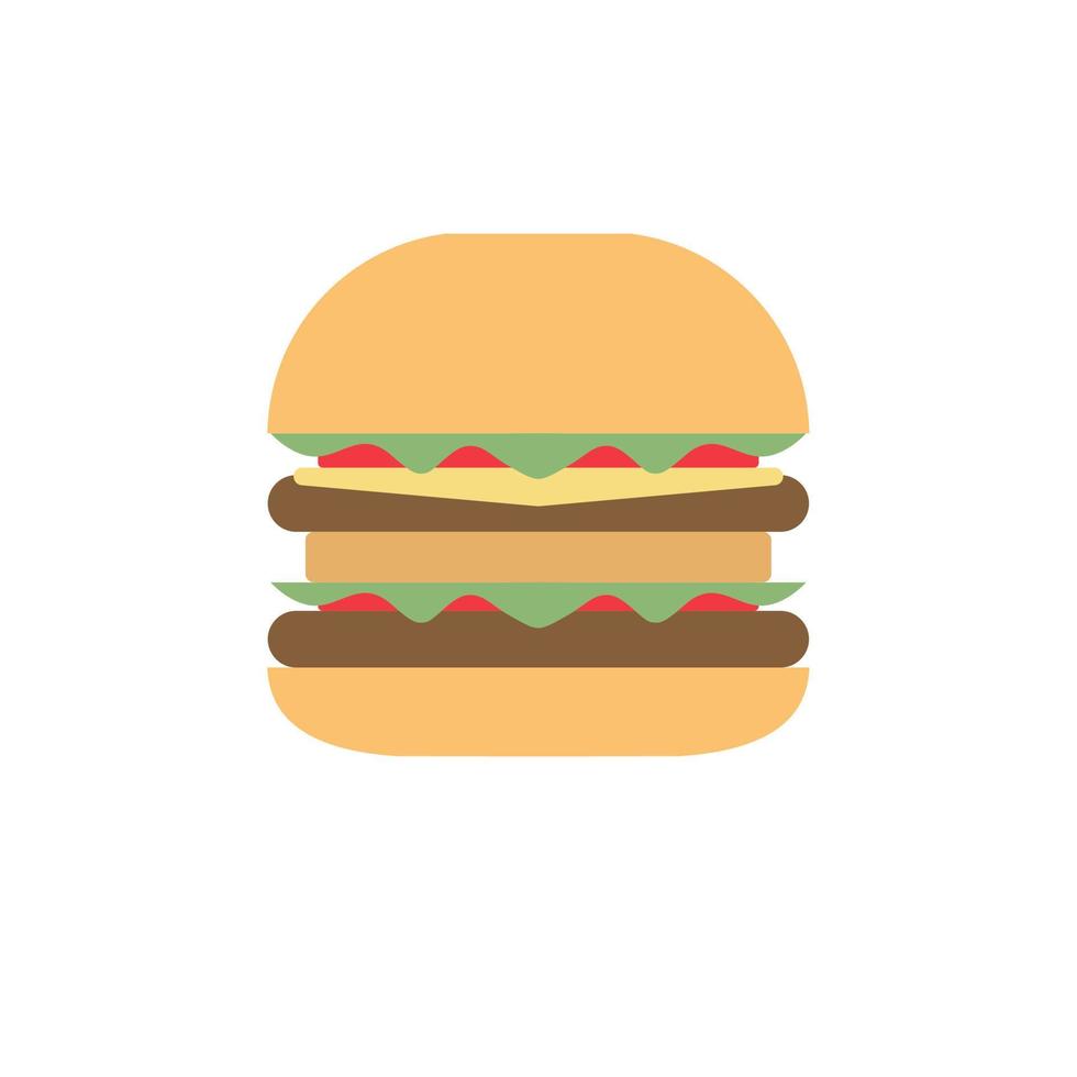 Designillustration des köstlichen Hamburgers flaches Design Burgervektorillustrations-Designillustration. fast-food-produkte im flachen stil auf weißem hintergrund. Vektor-Illustration. vektor